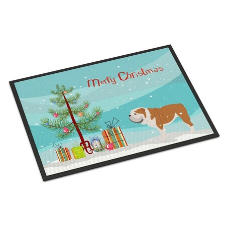 Carolines Treasures English Bulldog Merry Christmas Tree Indoor or Outdoor Mat 18x27 CA66392